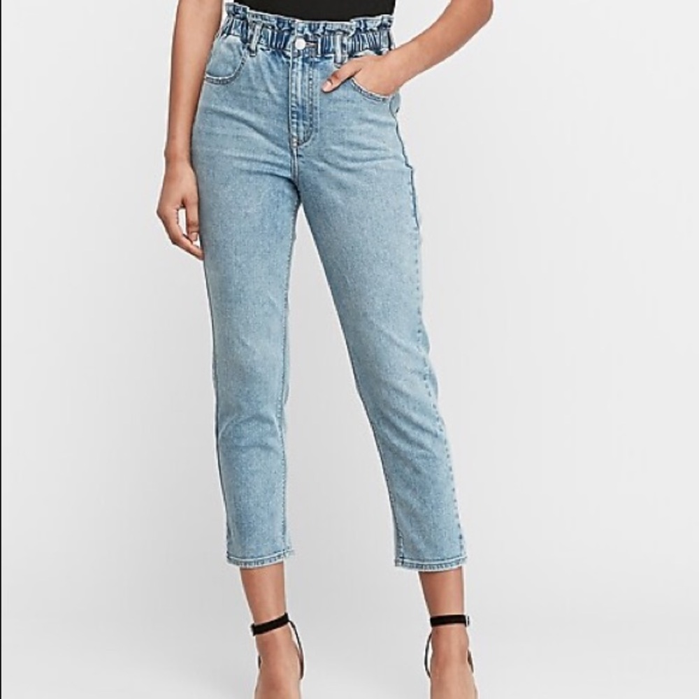 Express Light Blue High Rise Cropped Jeans